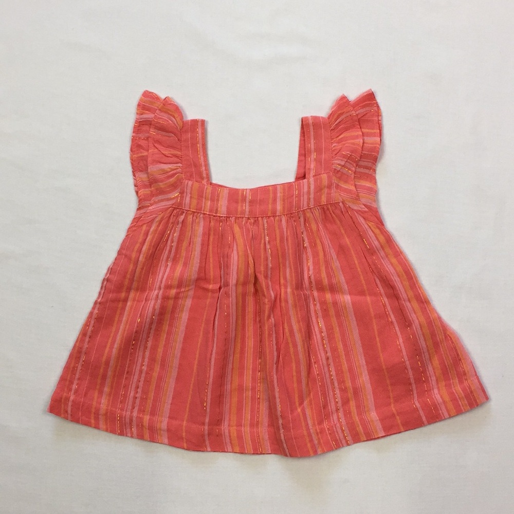 BabyGap Outlet Girls Orange Striped Ruffle Top